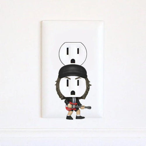 Angus Young - AC/DC - Music - Stickers - Art - Electric Outlet Wall Art Sticker