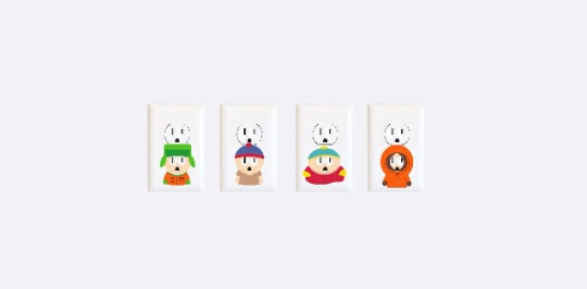 South Park - Valentines gift for him- Cartman - Kenny - Stan - Kyle - Electric Outlet Wall Art Sticker Decal
