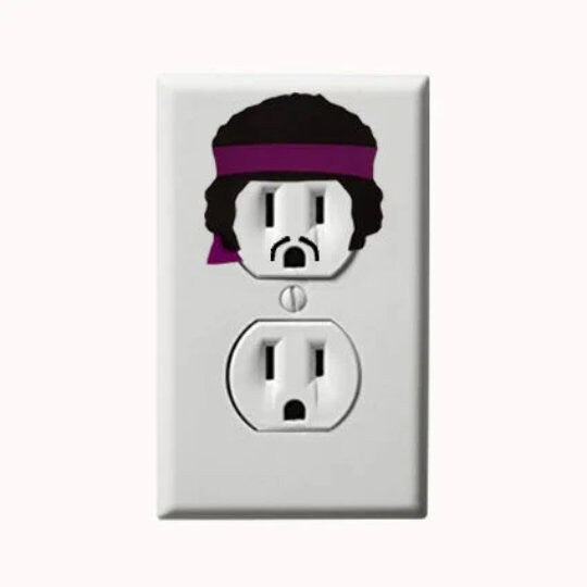 Jimi Hendirx - Music - Stickers - Wall Art - Electric Outlet Wall Art Sticker