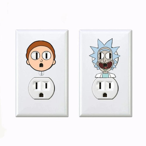 Rick and Morty - Cartoon - Living Room Wall Decor - Rick and Morty Phone Case - Rick and Morty Poster - Electric Outlet Wall Art Sticker