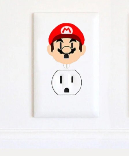 Mario and Luigi - Super Mario Stickers - Mario Stickers - Super Mario Gifts - Valentines gift for him - Gift - Electric Outlet Wall Sticker