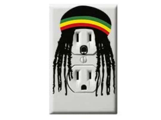 Rasta - Stickers - Handmade - Bob Marley - Reggae - Electric Outlet Wall Art Sticker Decal