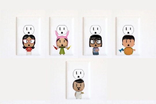 Bob's Burgers - Bobs Burgers Pins - Sticker -  Wall Art Stickers - Home Decor - Electrical Outlet Sticker - Office Decor